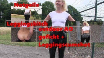 AO Ficktreffen: Notgeile Leggingsbitch – outdoor gefickt + Cumshot auf die Leggings