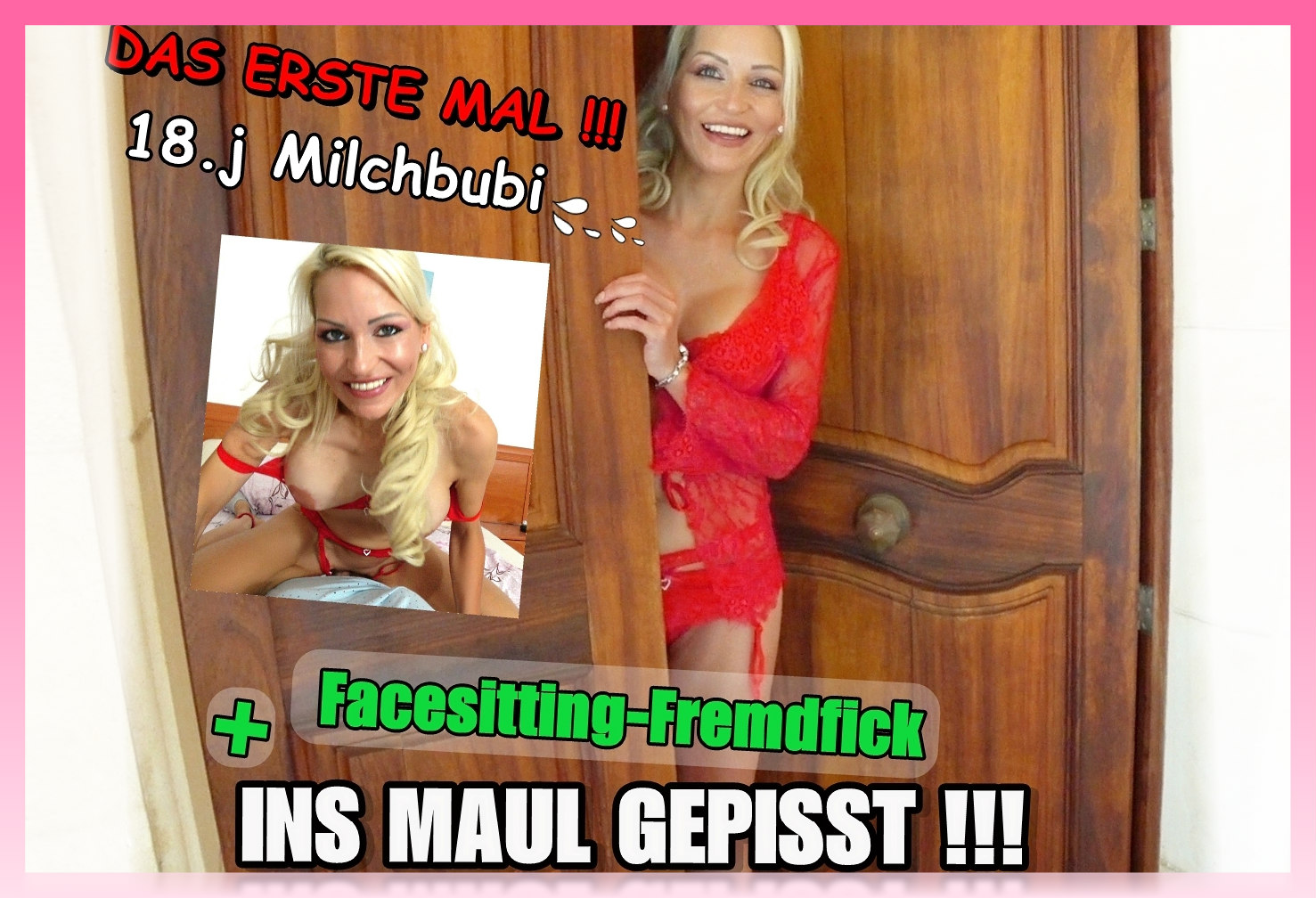 DAS ERSTE MAL !! Milchbubi voll ins Maul GEPISST u FACESITTING-FREMDFICK !!!!