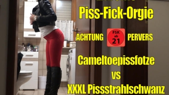Die versaute Cameltoe Pissfotze | Extrem perverse Piss-Fick-Sperma-Orgie!