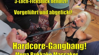 Hardcore Gangbang! Von 5 Schwänzen als 3Loch-Fickstück benutzt! MEGA BUKKAKE!