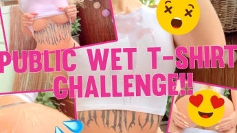 PUBLIC WET T-SHIRT CHALLENGE!! Nicht nur meine Brüste sind nass geworden …