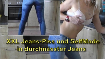 XXL Jeans-Piss und Selbstbefriedigung in durchnässter Jeans