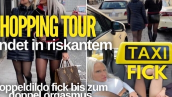 Shopping Tour endet in riskantem TAXI FICK | Doppeldildo Action bis zum Doppel Orgasmus
