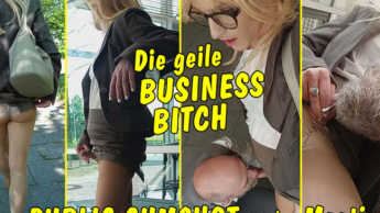 Die geile Business Bitch! Public Blowjob und Cumshot vor’m Meeting!!