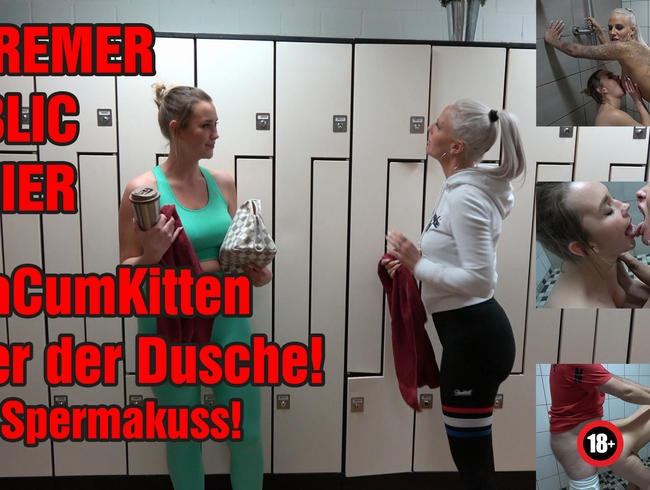 EXTREMER PUBLIC DREIER mit LaraCumKitten unter der Dusche! inkl. Spermakuss