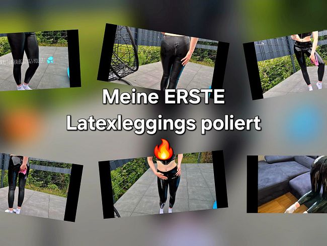 Latexleggings poliert ! Meine erste Latexleggins für dich Outdoor poliert !
