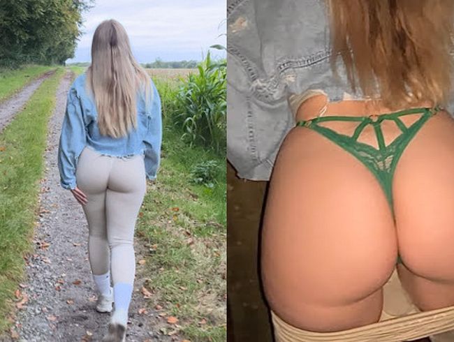 Waldfick in Gym-Leggings! Wir wurden erwischt beim geilen fick im Wald!