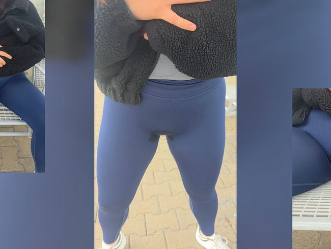 Am Bahnhof in Leggins eingepisst