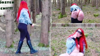 Förster erwischt mich – ich zerficke mir die tropfende Fotze im Wald!