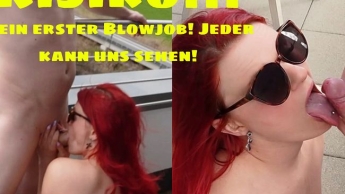OMG! Mein ERSTER BLOWJOB vor der Kamera! Riskant + Public auf dem Balkon und brav geschluckt