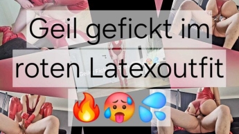 Geiler Fick im roten Latexoutfit ! Happy End auf meinen Körper