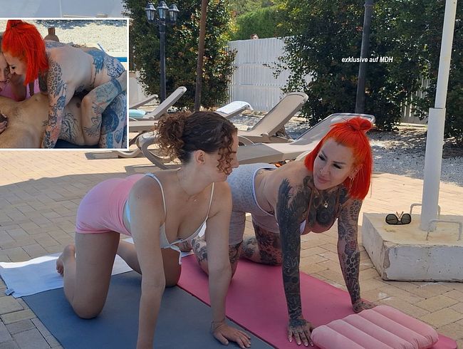 Yogastunde endet im heftigen Dreier! Abwechselnd blank in Teeny und MILFfotze!